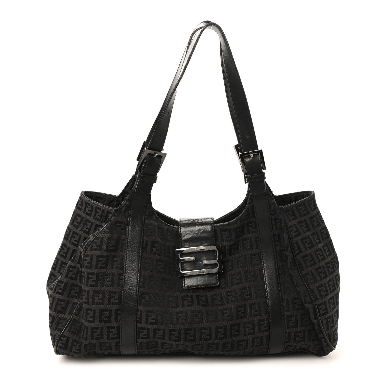 Fendi Zucchino Vitello Shoulder Bag Black Moro 1 of 12