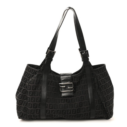 Fendi Zucchino Vitello Shoulder Bag Black Moro 1 of 12