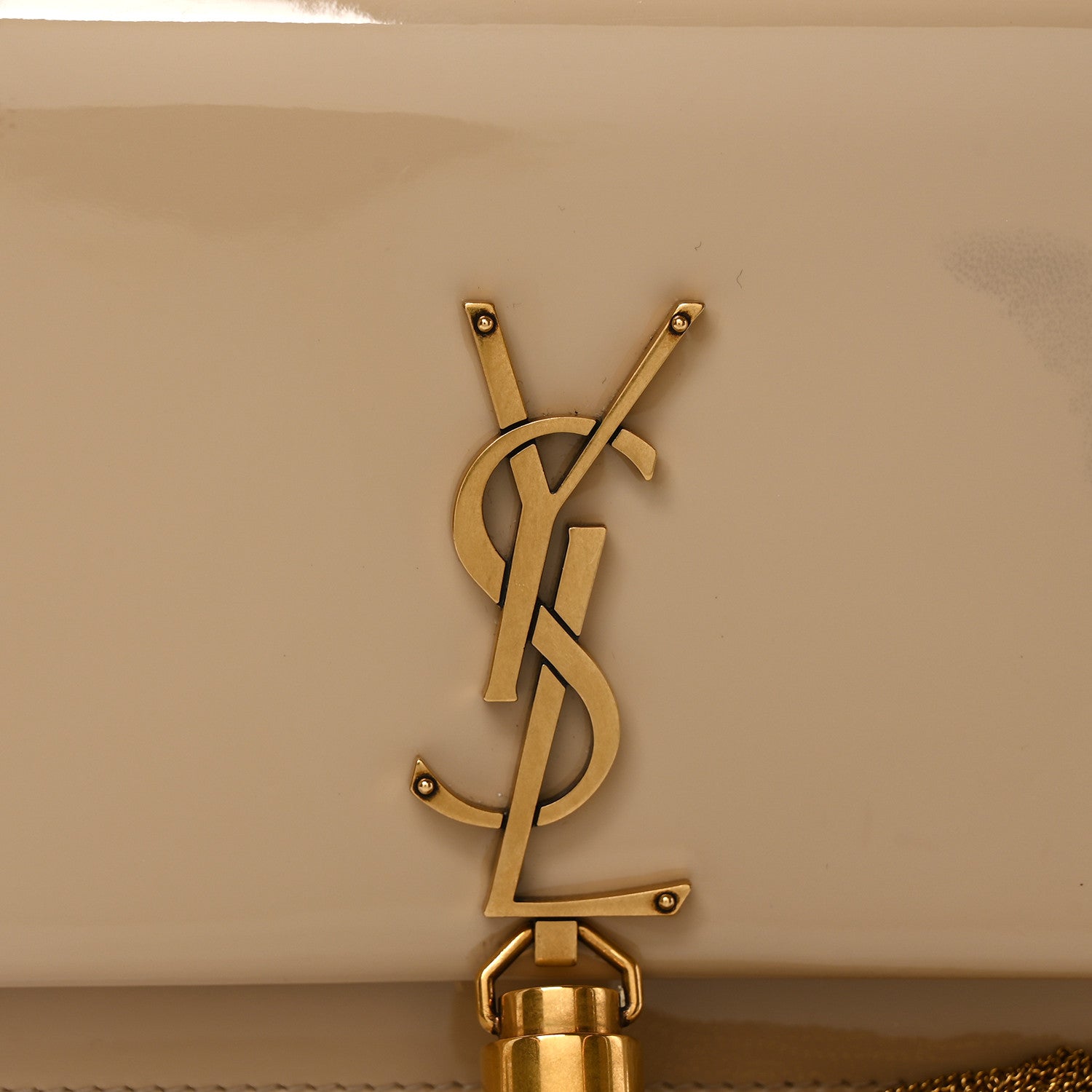 Saint Laurent Patent Monogram Classic Kate Tassel Chain Wallet Dark Beige 8 of 10