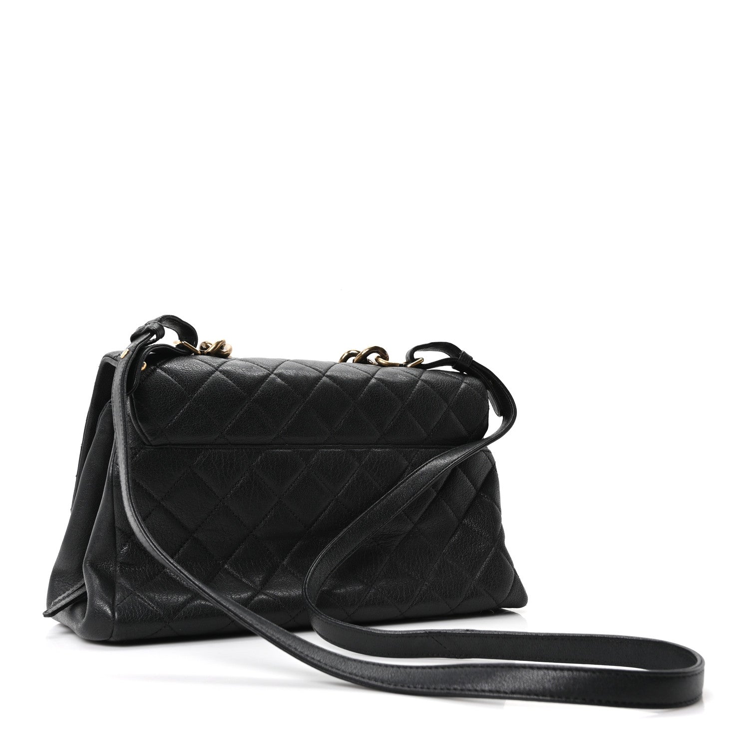 Chanel Shiny Sheepskin Quilted Large Trapezio Flap Black 3 of 10