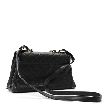 Chanel Shiny Sheepskin Quilted Large Trapezio Flap Black 3 of 10