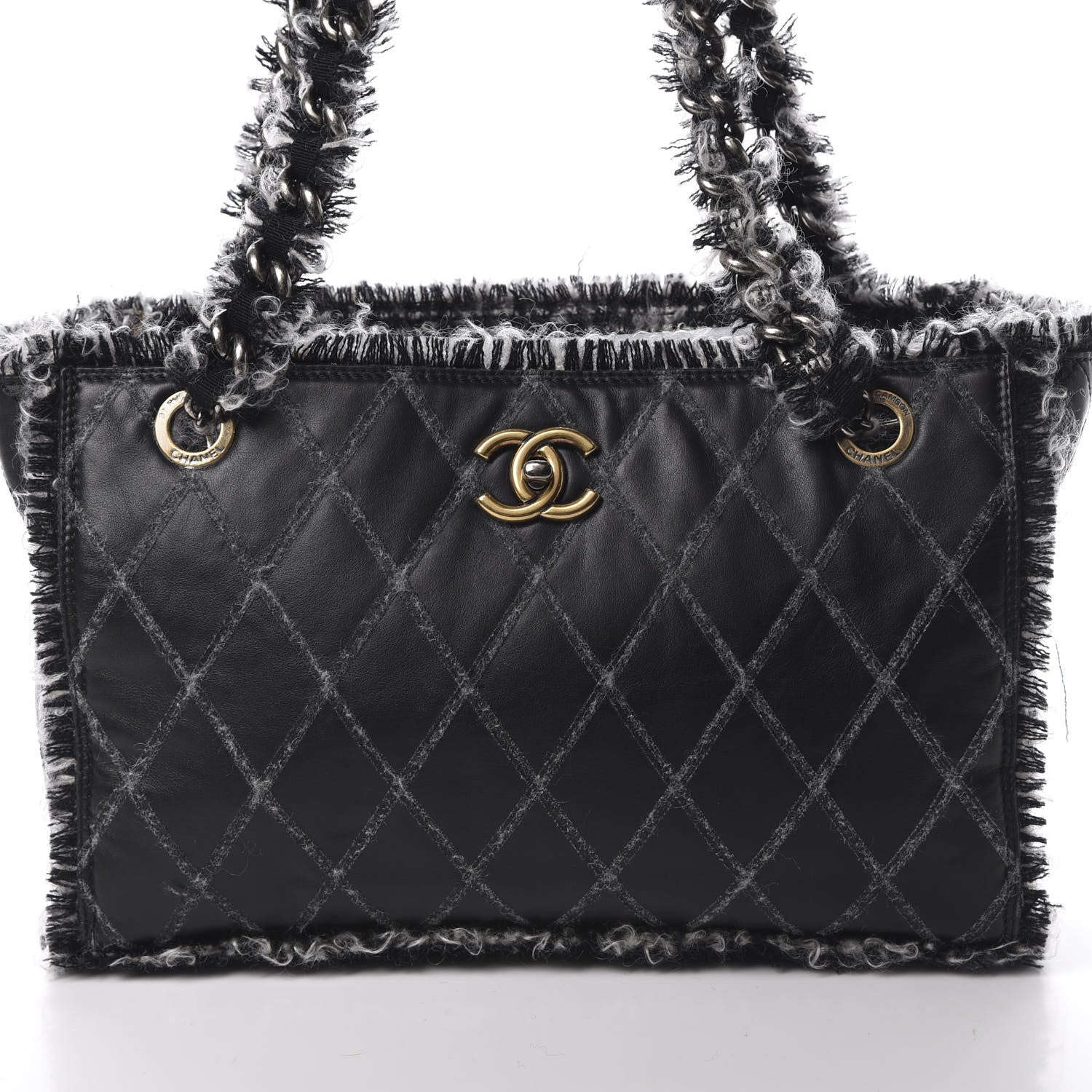 Chanel Tweed Calfskin Tweedy Shopping Tote Black 8 of 12