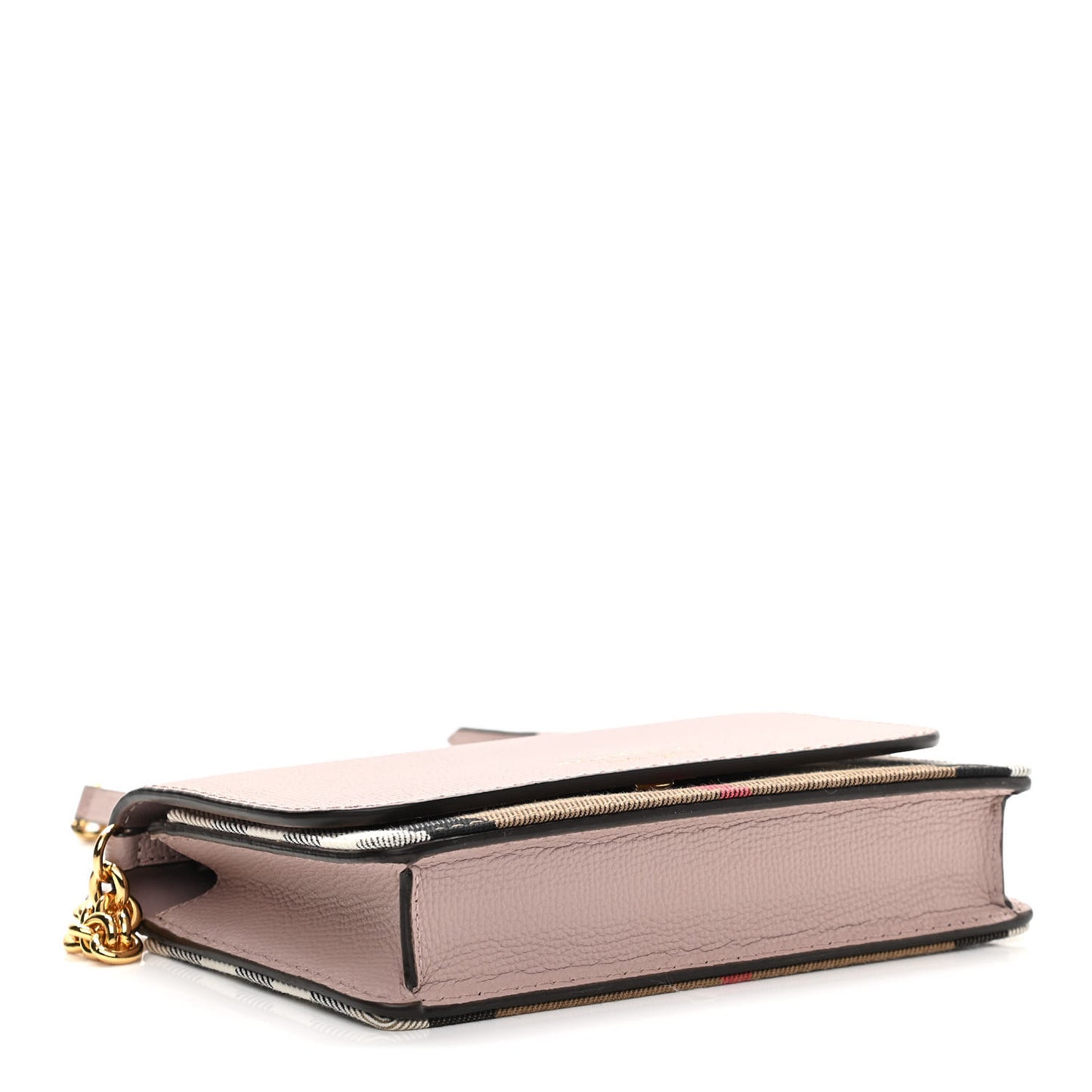 Grained Calfskin House Check Tartan Mix Hampshire Wallet On Chain Pink