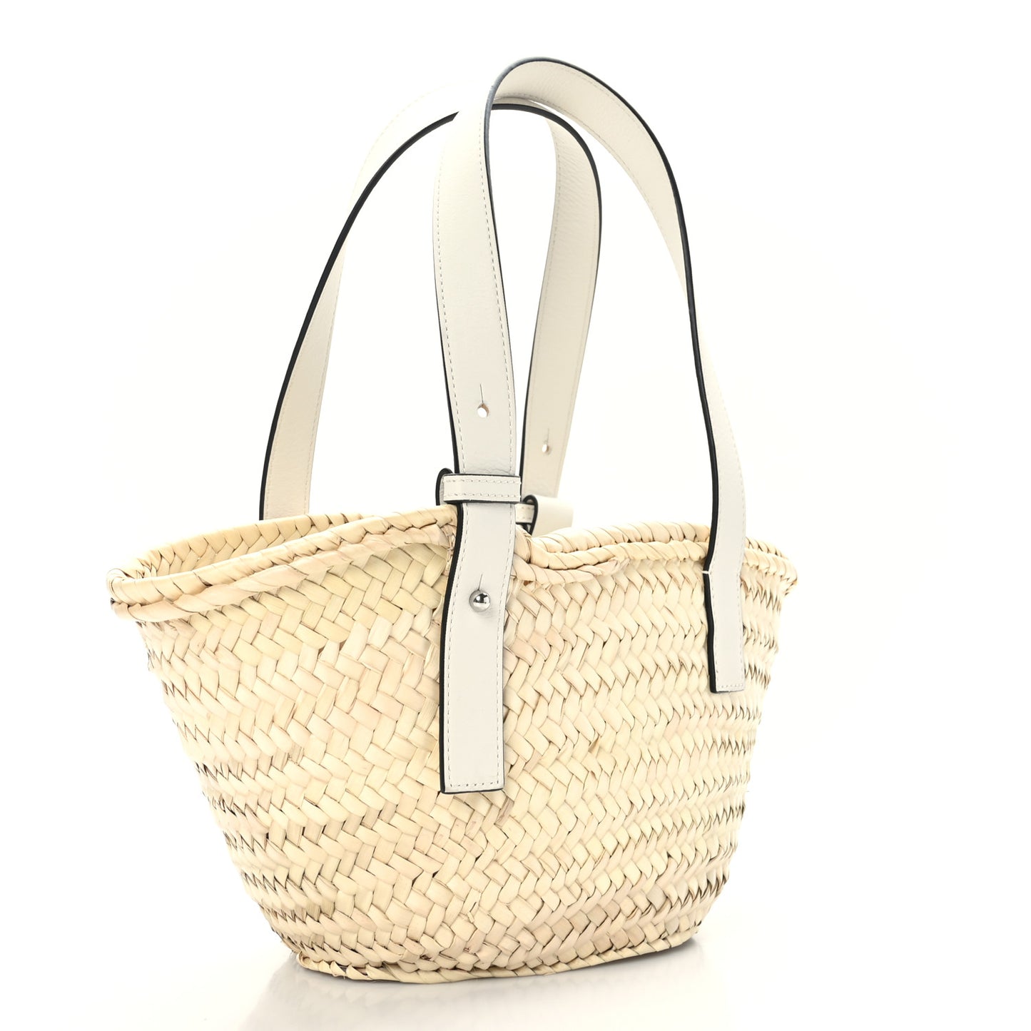 Raffia Small Basket Tote Bag Natural White
