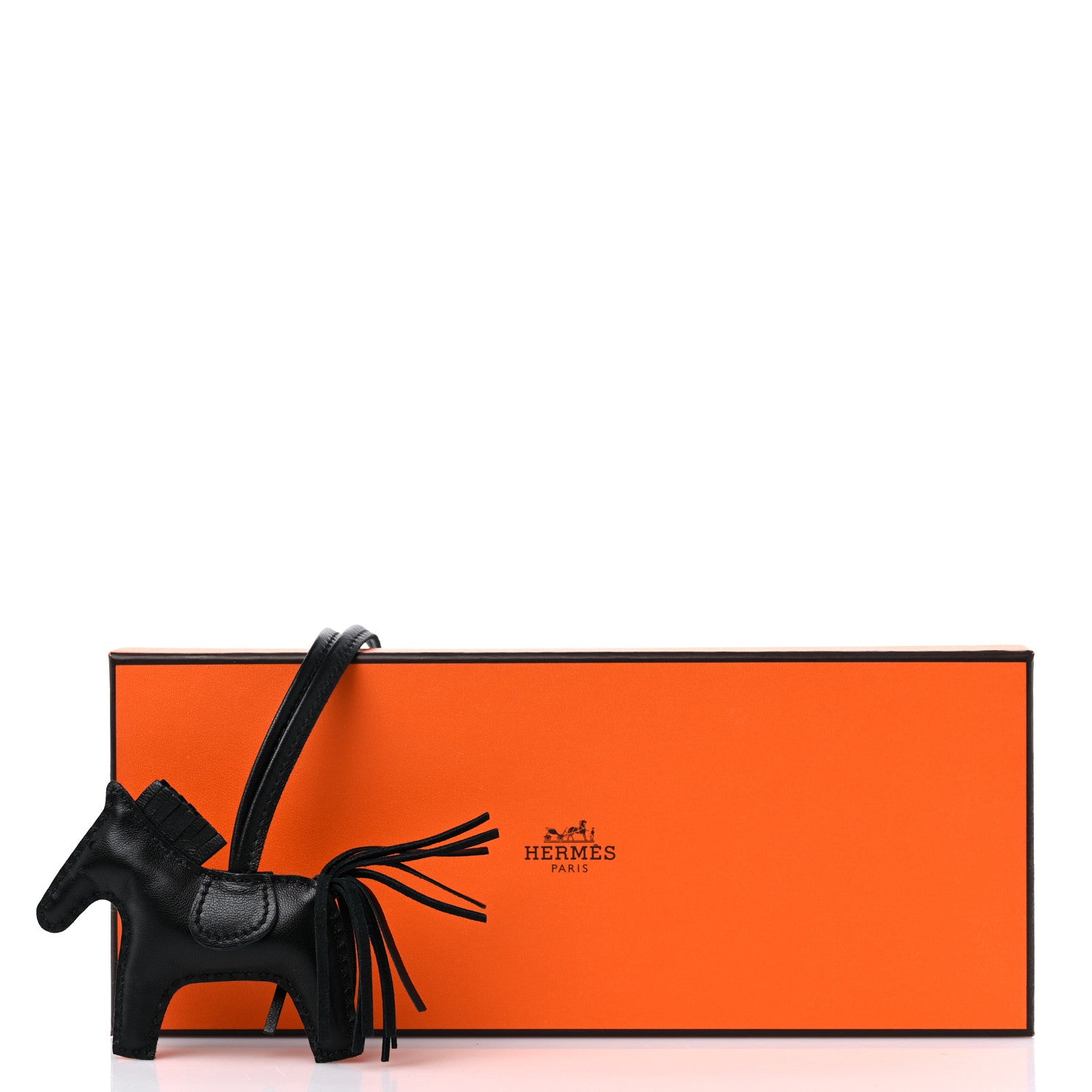 Hermes Milo Lambskin Grigri Rodeo Horse Bag Charm PM So Black 4 of 4