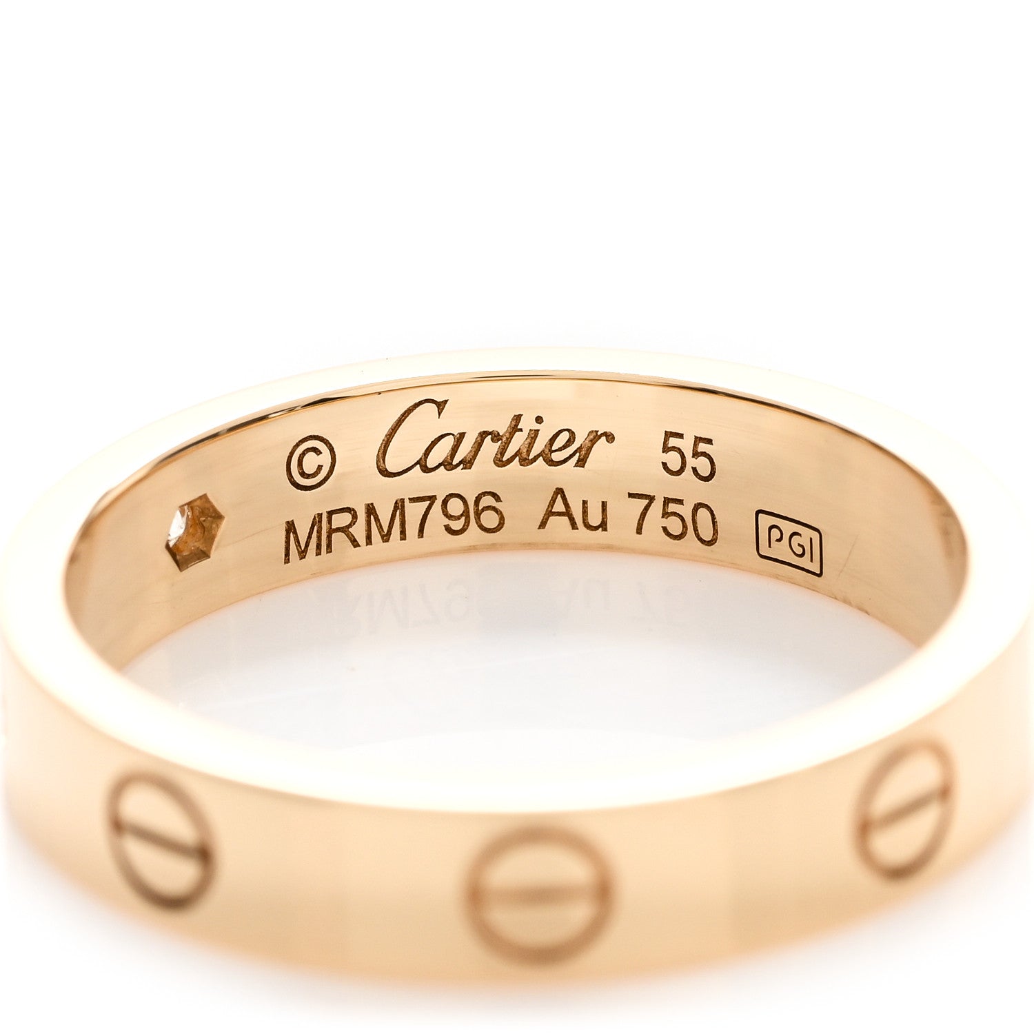 Cartier 18K Yellow Gold Diamond 4mm LOVE Wedding Band Ring 55 7.25 4 of 5