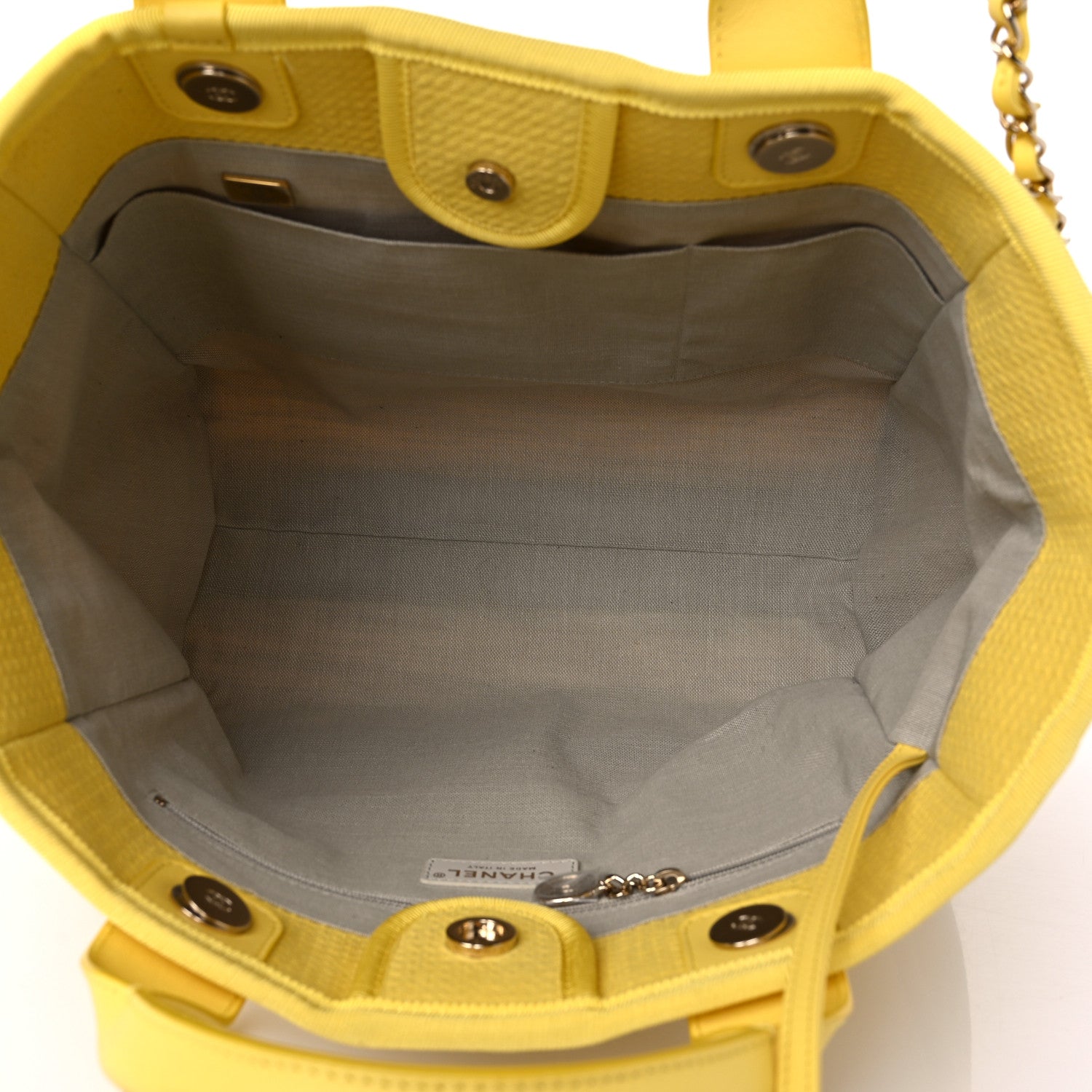 Chanel Mixed Fibers Small Deauville Tote Yellow 6 of 13