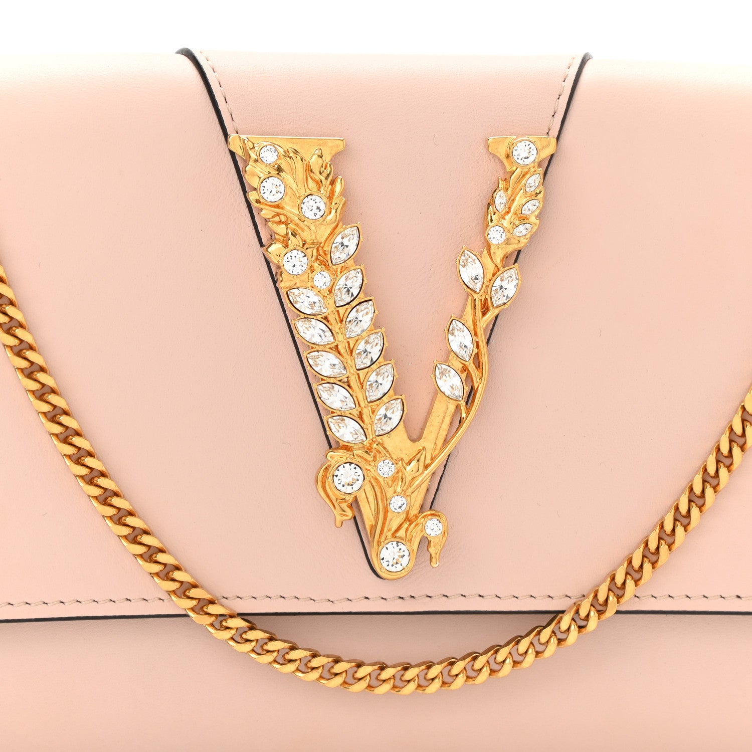 Versace Vitello Crystal Virtus Wallet Chain Crossbody 7 of 9