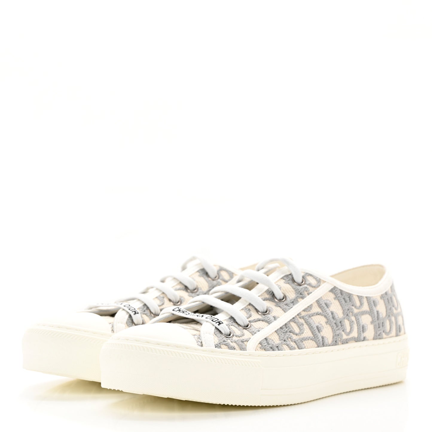Canvas Oblique Walk'N'Dior Low Top Sneakers 38 Grey Stone