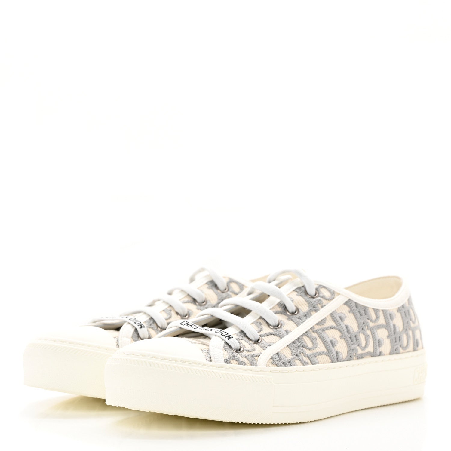 Christian Dior Canvas Oblique Walk'N'Dior Low Top Sneakers 38 Grey Stone 3 of 15