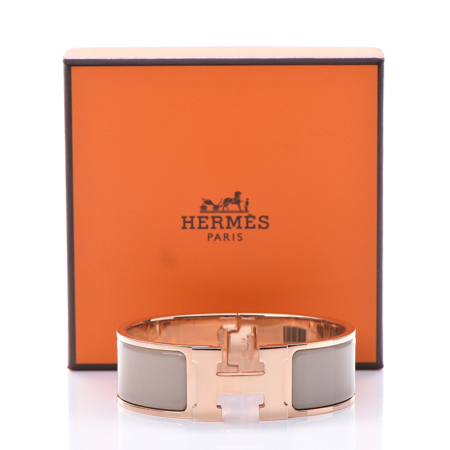Enamel Wide Clic Clac H Bracelet GM Marron Glace