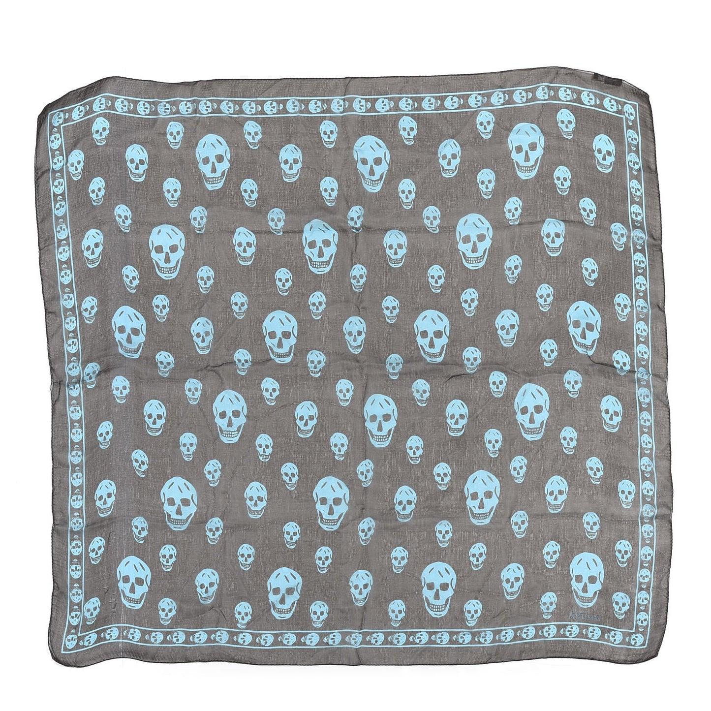 Silk Chiffon Skull Scarf Black Blue