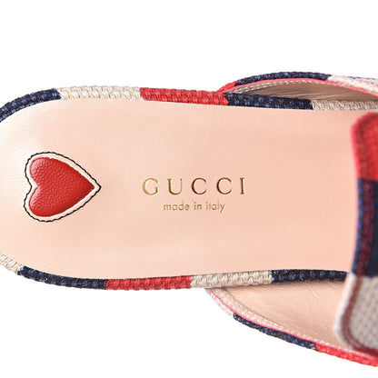 Gucci Canvas Sylvie Stripe Womens Princetown Slippers 40 Mystic White Hibiscus Red Maritime 7 of 9