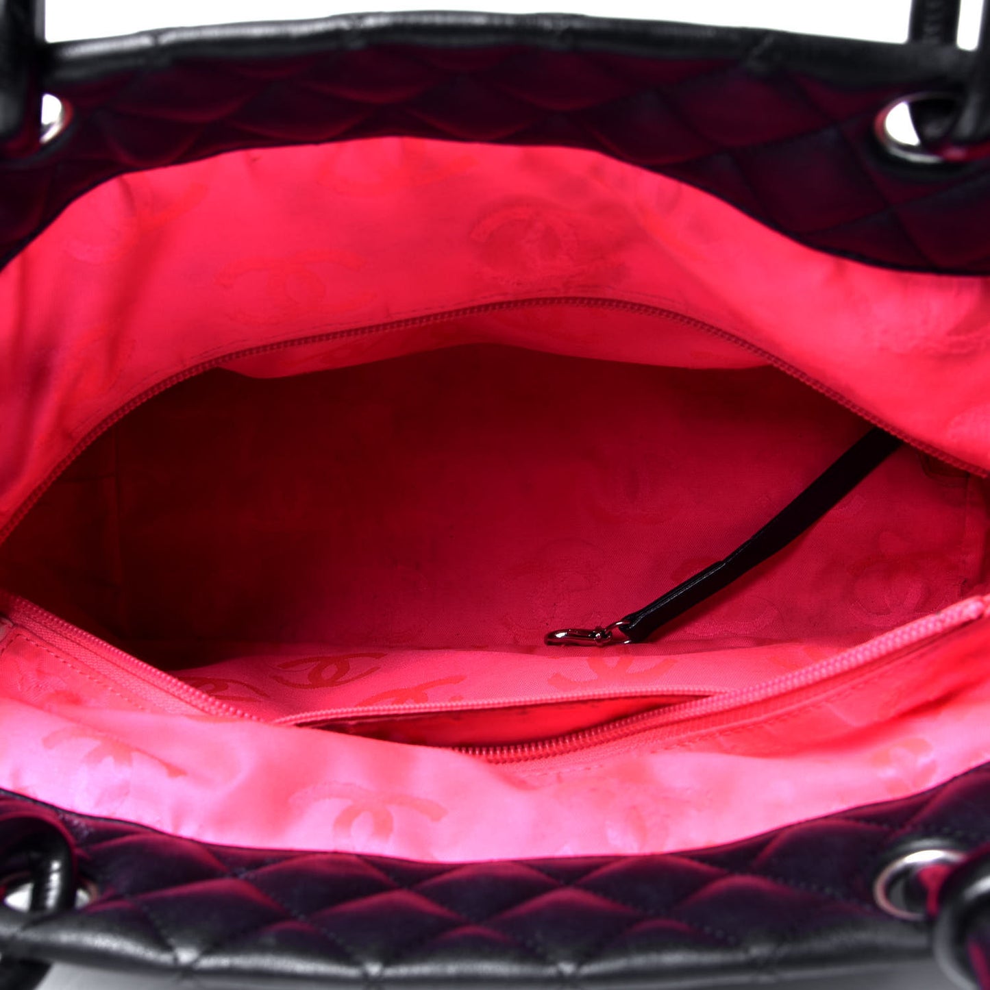 Calfskin Quilted Large Cambon Tote Black White