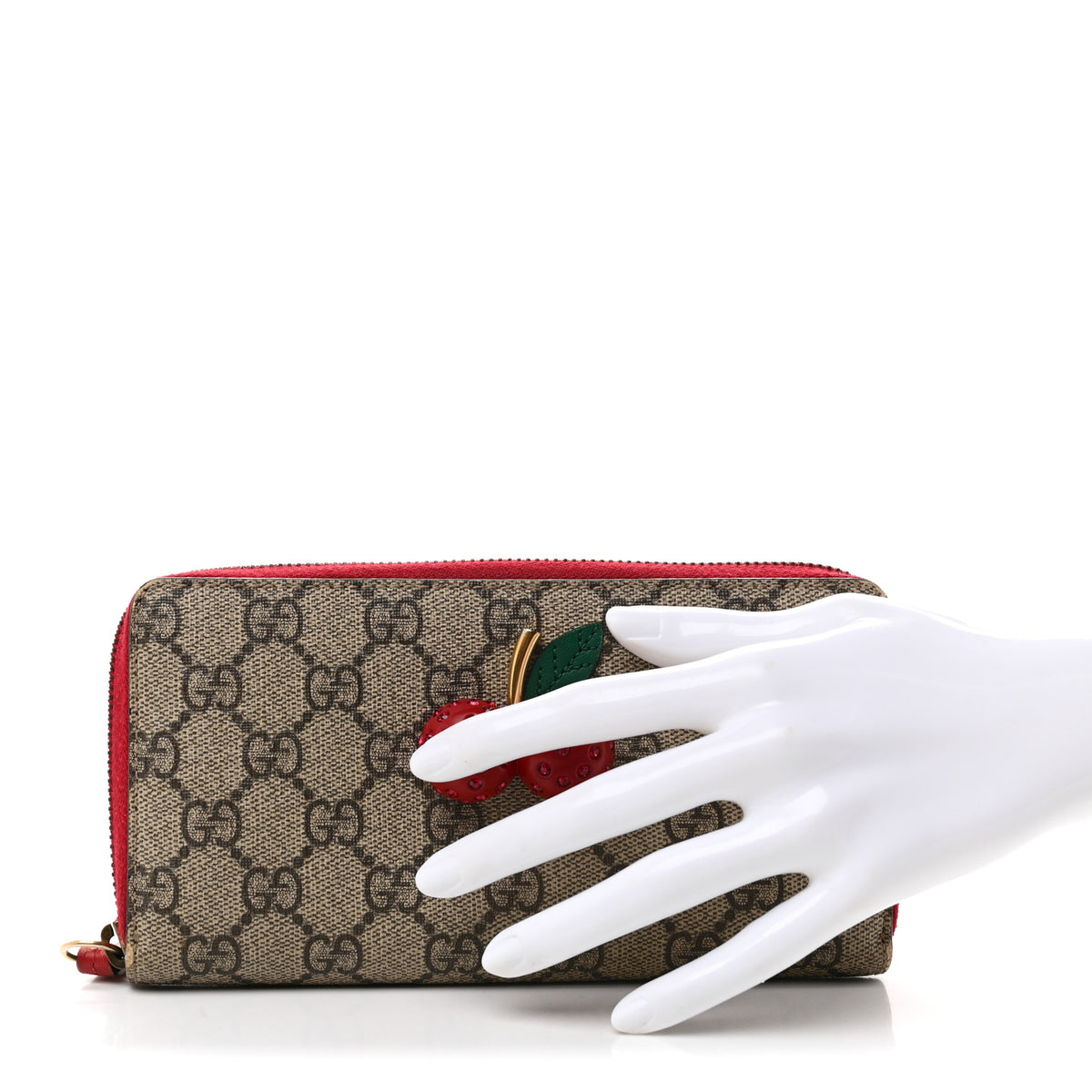 Gucci GG Supreme Monogram Cherries Zip Around Wallet Hibiscus Red 2 of 8