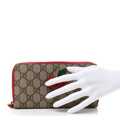 Gucci GG Supreme Monogram Cherries Zip Around Wallet Hibiscus Red 2 of 8