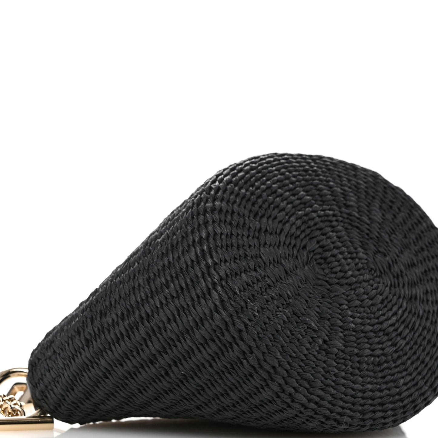 X MIFUKO Raffia Calfskin Mini Chain Basket Black