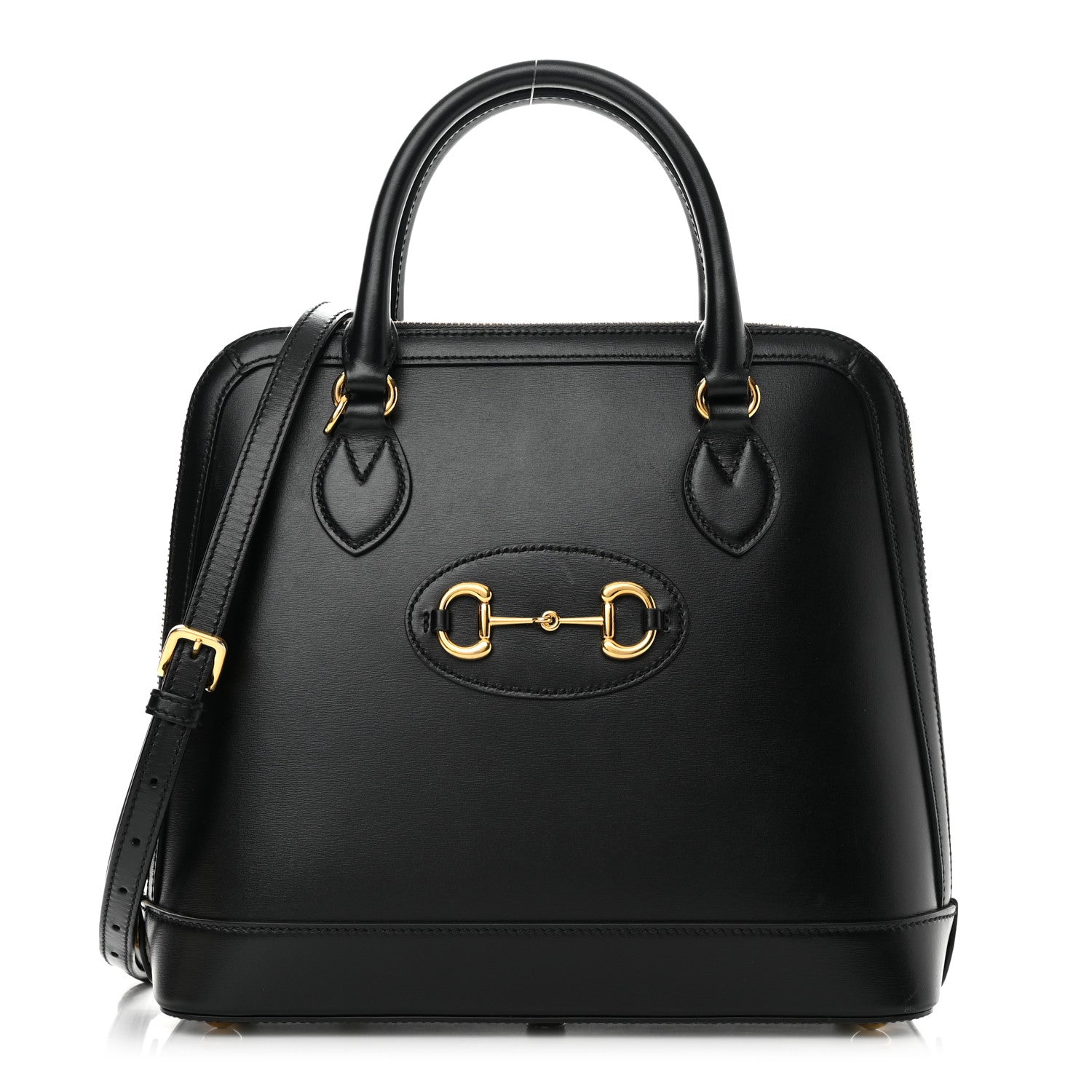 Gucci Boarded Plutone Calfskin Horsebit 1955 Top Handle Bag Black 1 of 15