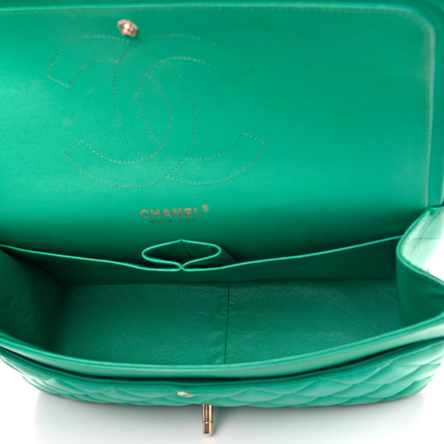 Chanel Lambskin Quilted Jumbo Double Flap Green 5 of 13