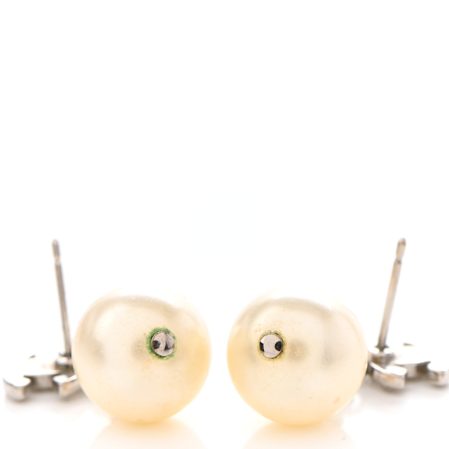 Crystal Pearl CC Drop Earrings Silver