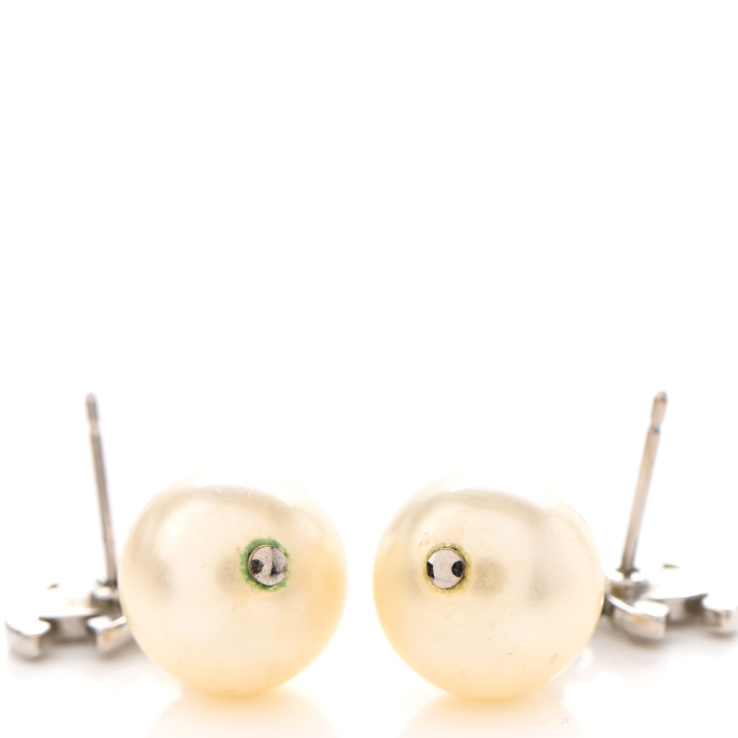 Chanel Crystal Pearl CC Drop Earrings Silver 5 of 5