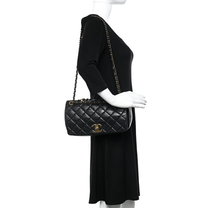 Chanel Aged Calfskin Quilted Medium Pondichery Flap Black 2 of 10