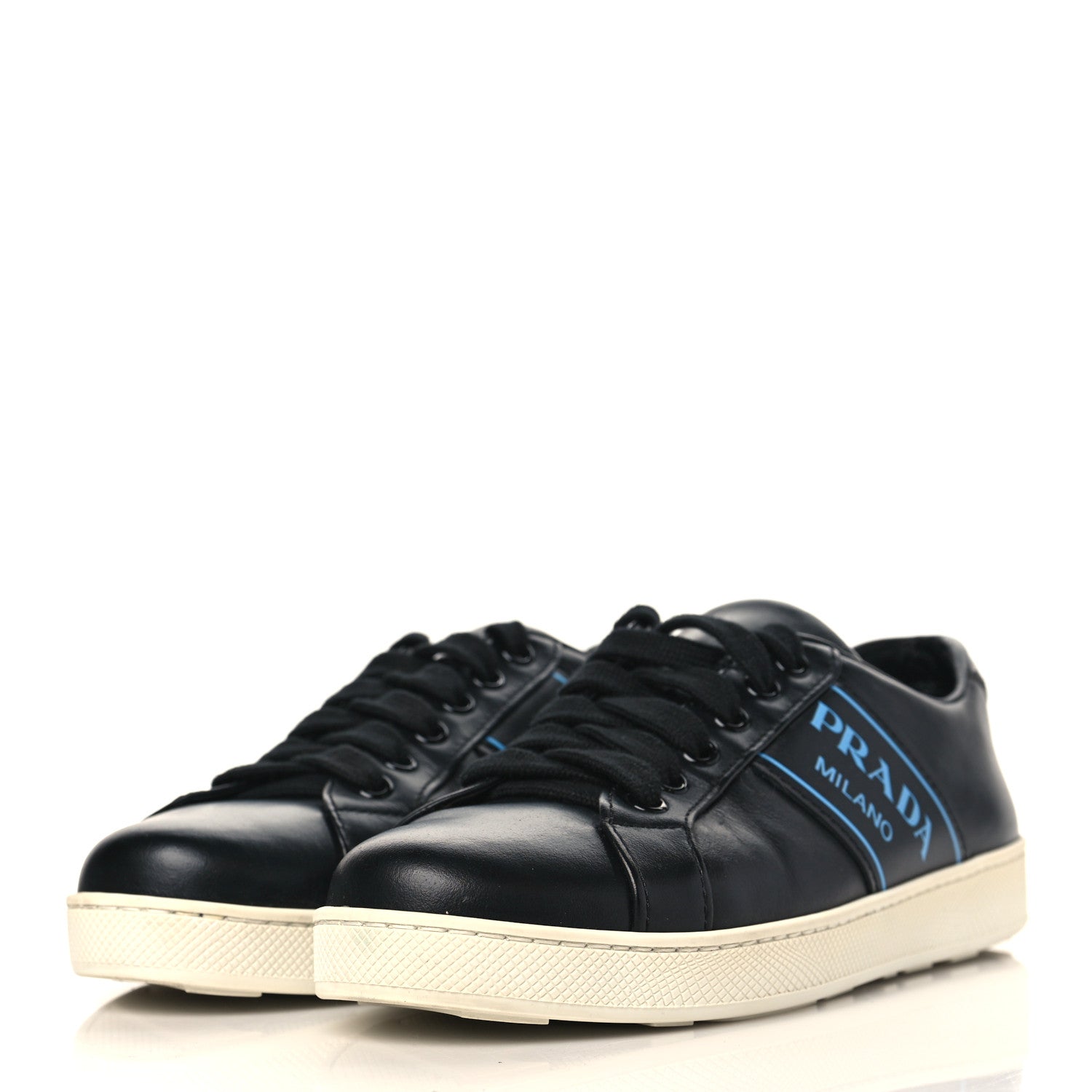 Prada Calfskin Low Top Sneakers 36 Black Blue 3 of 7