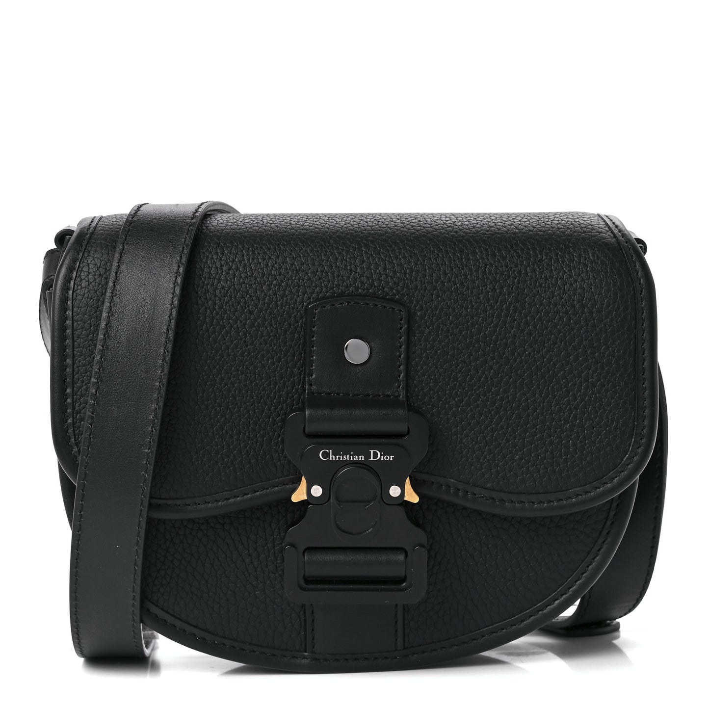 Grained Calfskin Mini Gallop Bag With Strap Black