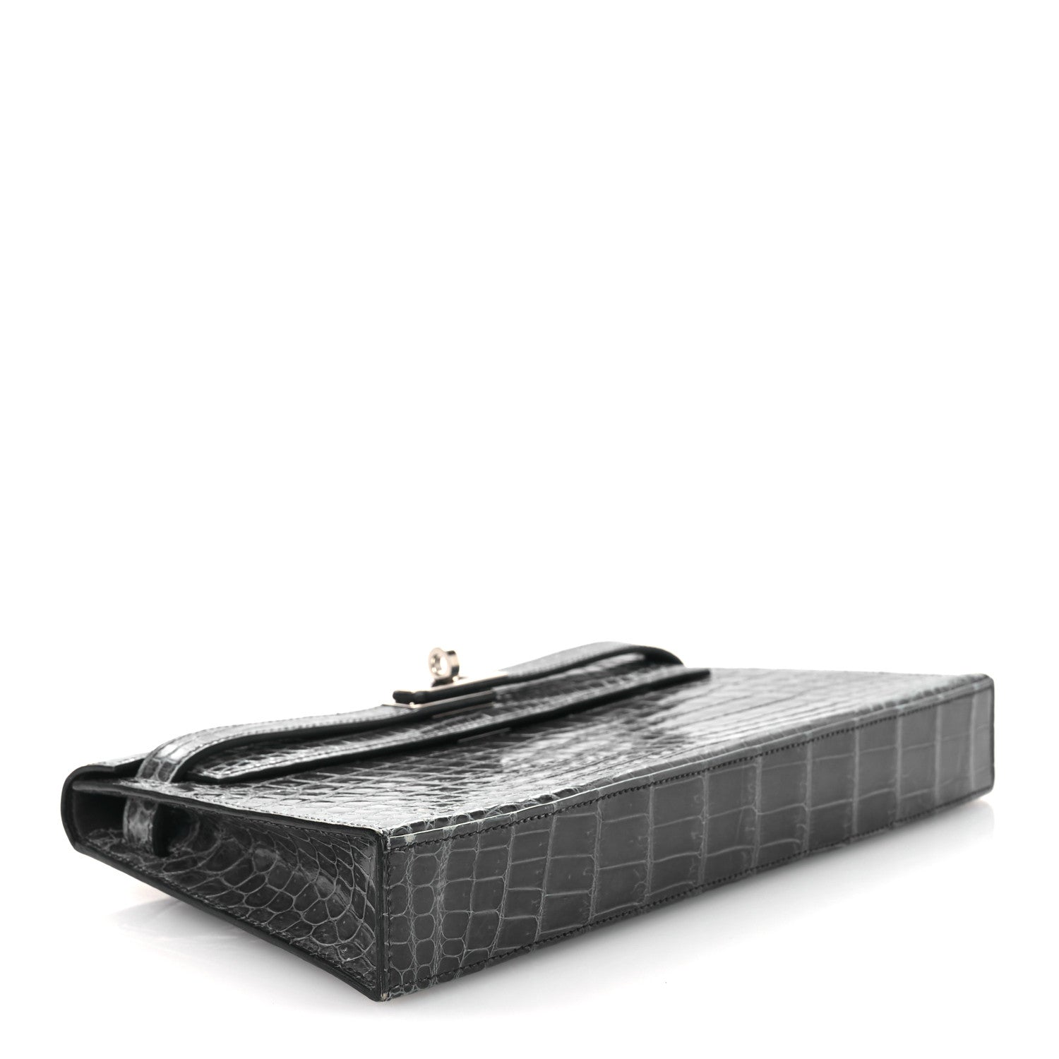 Hermes Shiny Niloticus Crocodile Kelly Elan Pochette Bleu Tempete 8 of 26