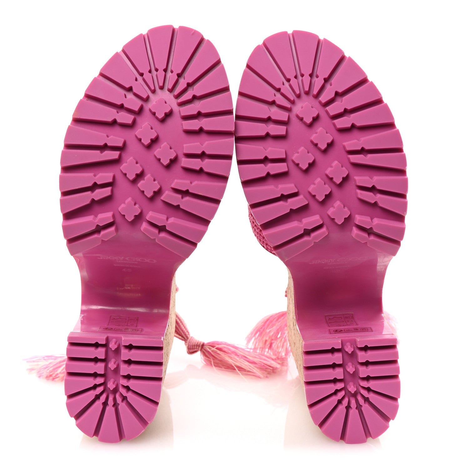 Jimmy Choo Raffia Embroidered Gal 130 Wedge Sandals 40 Fuchsia 6 of 8