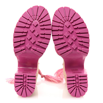 Jimmy Choo Raffia Embroidered Gal 130 Wedge Sandals 40 Fuchsia 6 of 8