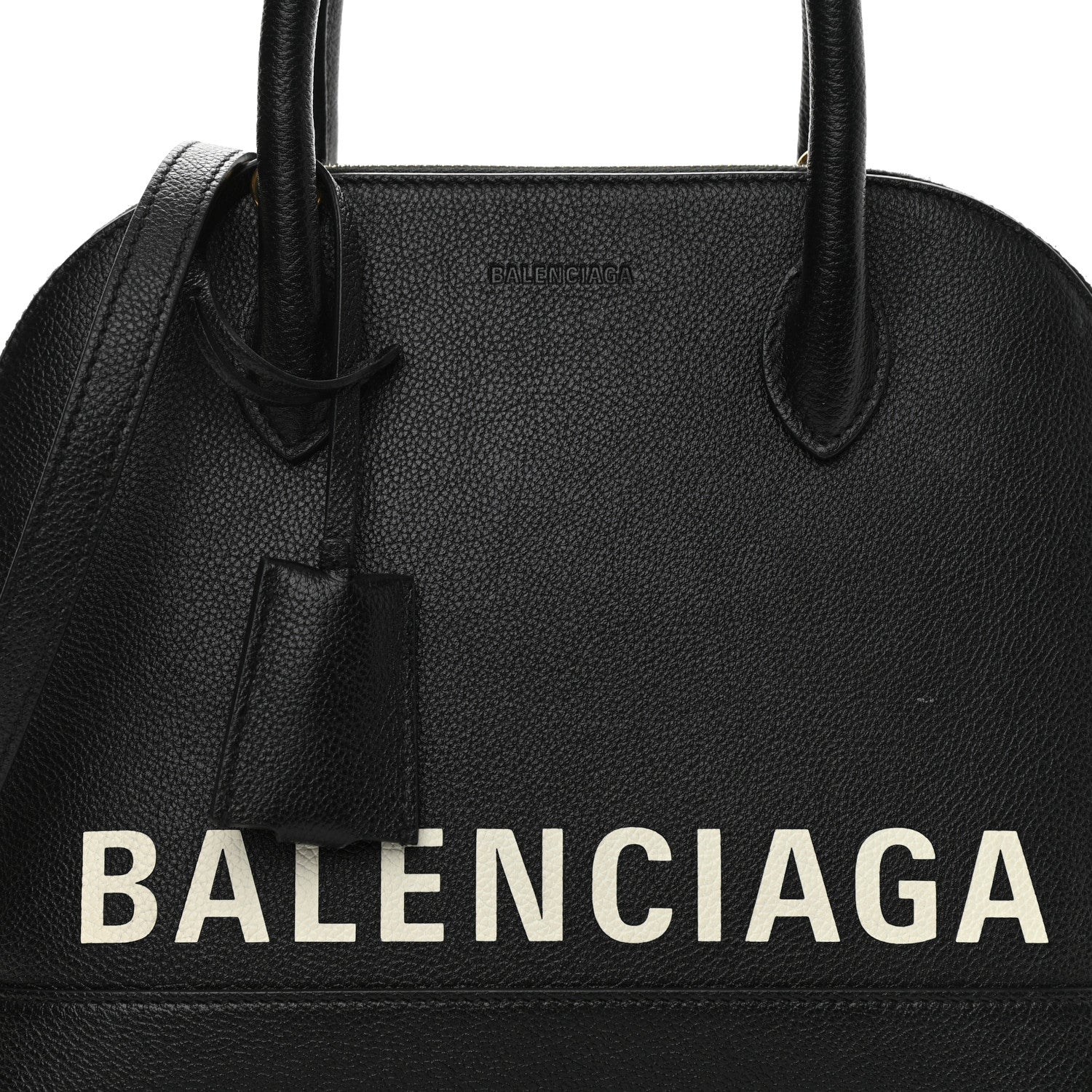 Balenciaga Grained Calfskin Logo S Ville Top Handle Bag Black White 7 of 12