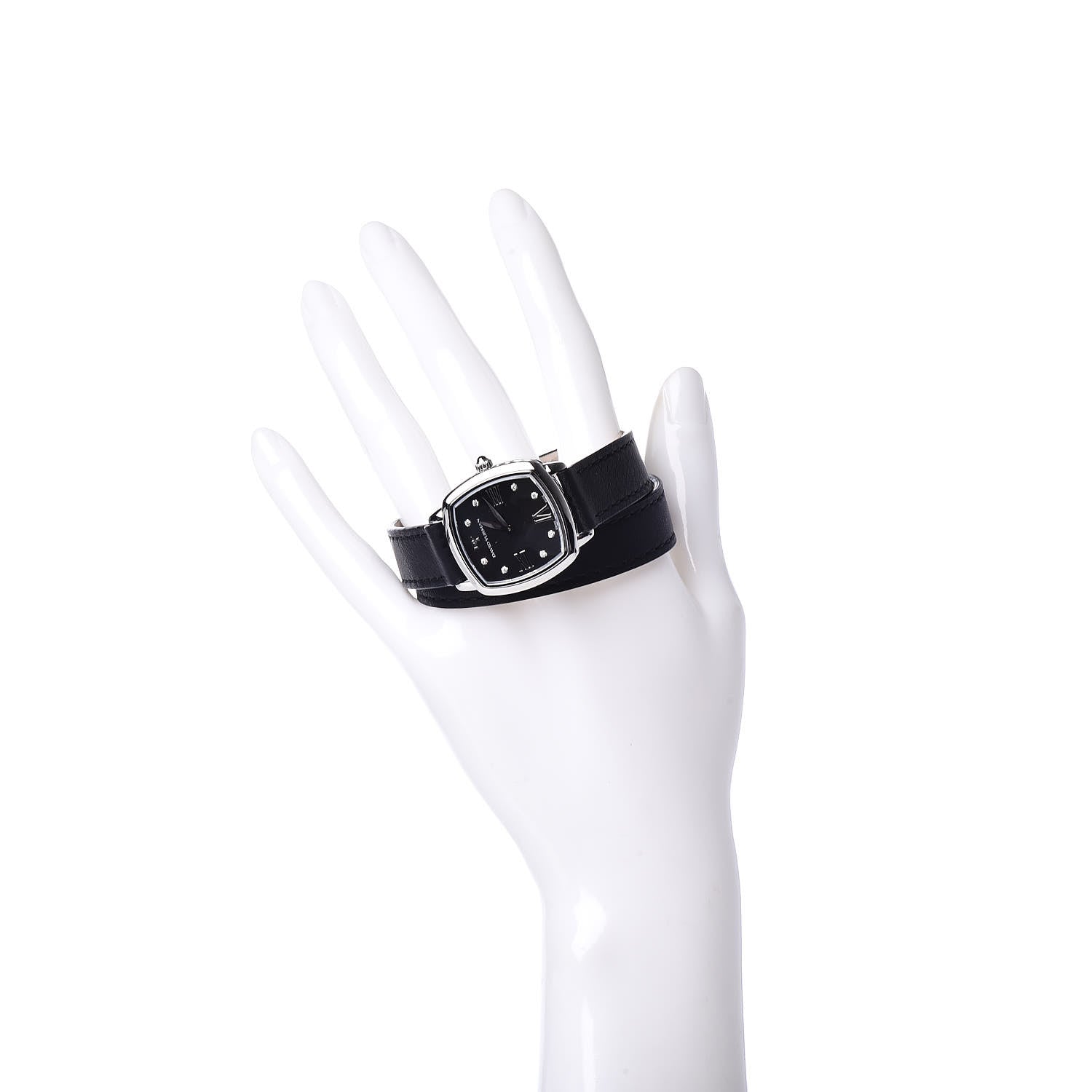 David Yurman Stainless Steel Calfskin Diamond 27mm Albion Wrap Quartz Watch Black 2 of 8