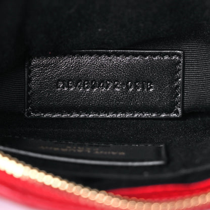Saint Laurent Calfskin Matelasse Chevron Monogram Pouch Red 7 of 13