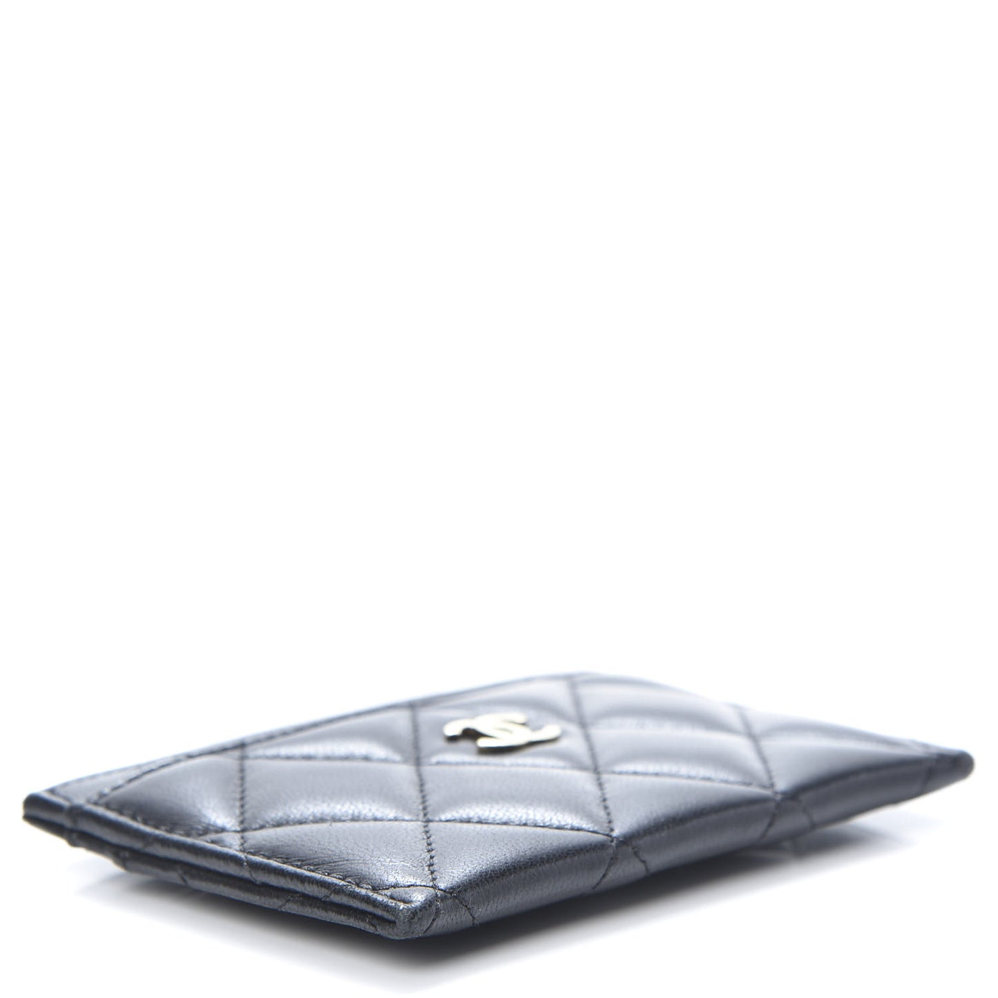 Lambskin Quilted Card Holder Black