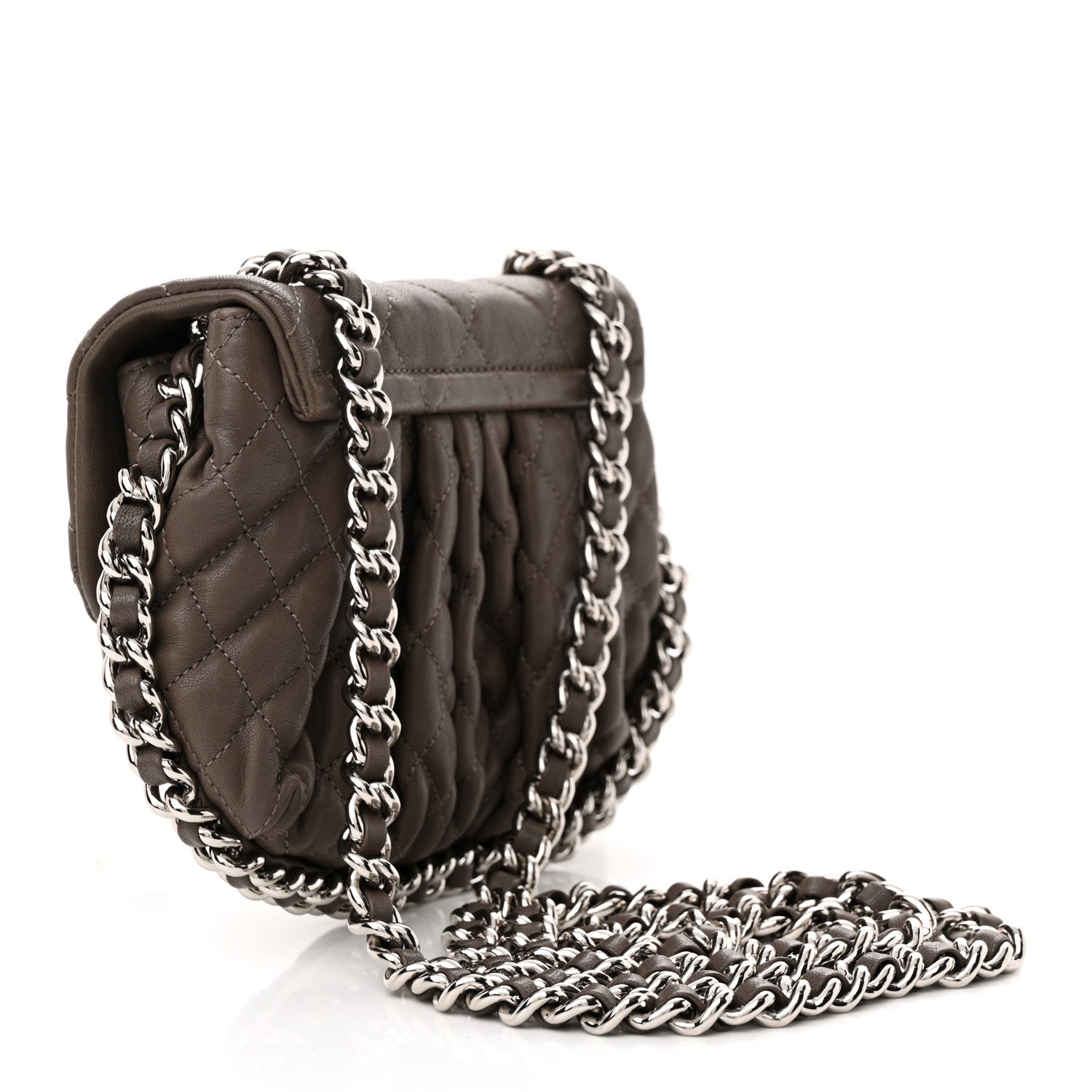 Chanel Washed Lambskin Quilted Mini Chain Around Flap Taupe 4 of 14