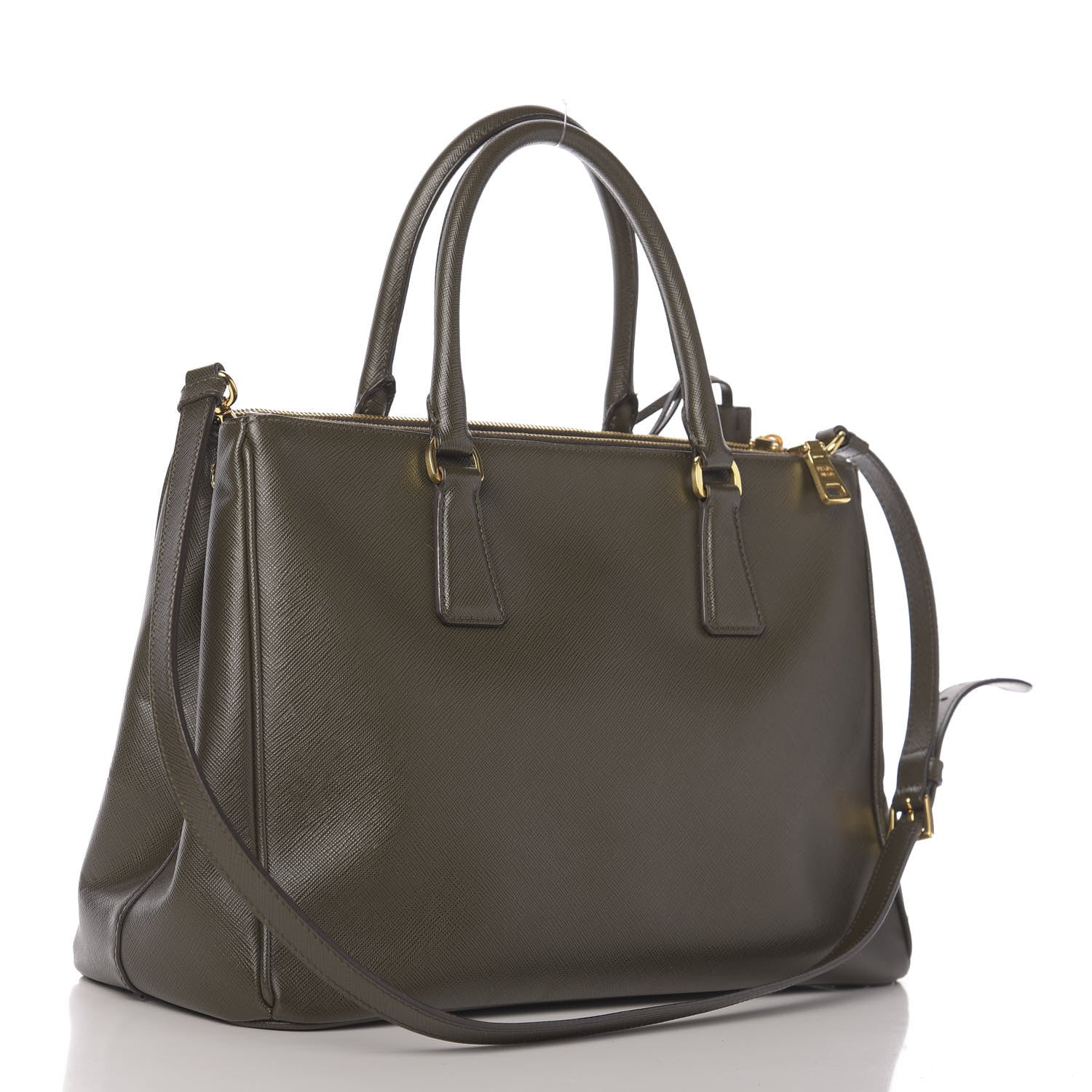 Prada Saffiano Lux Medium Galleria Double Zip Tote Militare 4 of 12