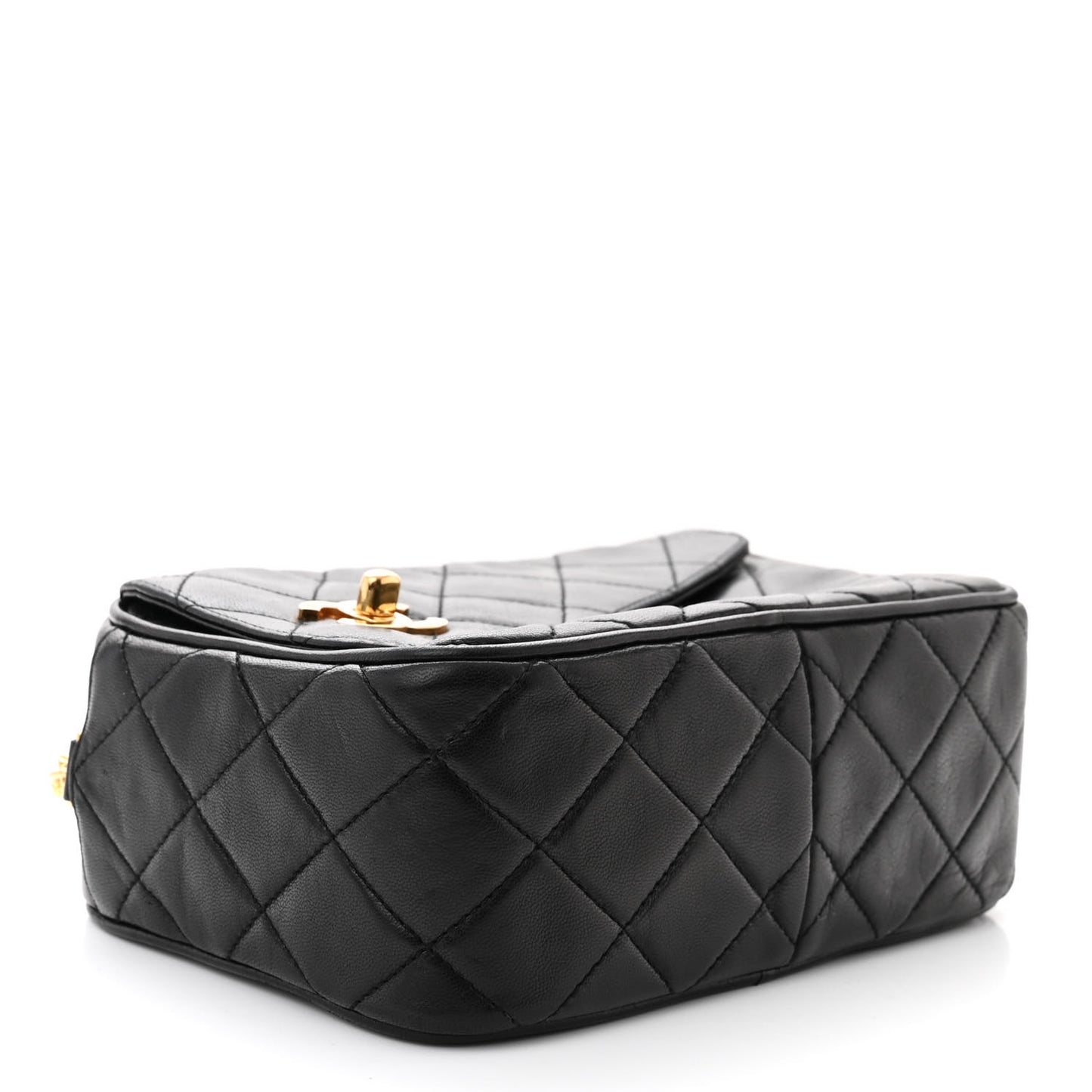Lambskin Quilted Tassel Flap Camera Case Black