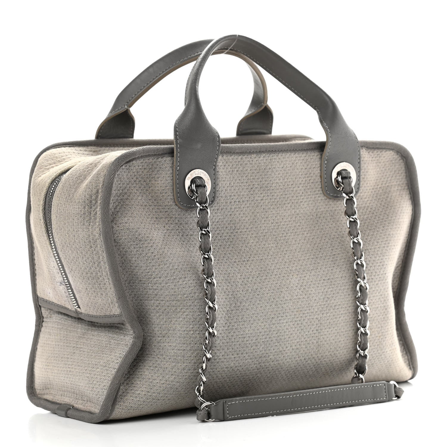 Chanel Canvas Deauville Bowling Bag Grey 3 of 19