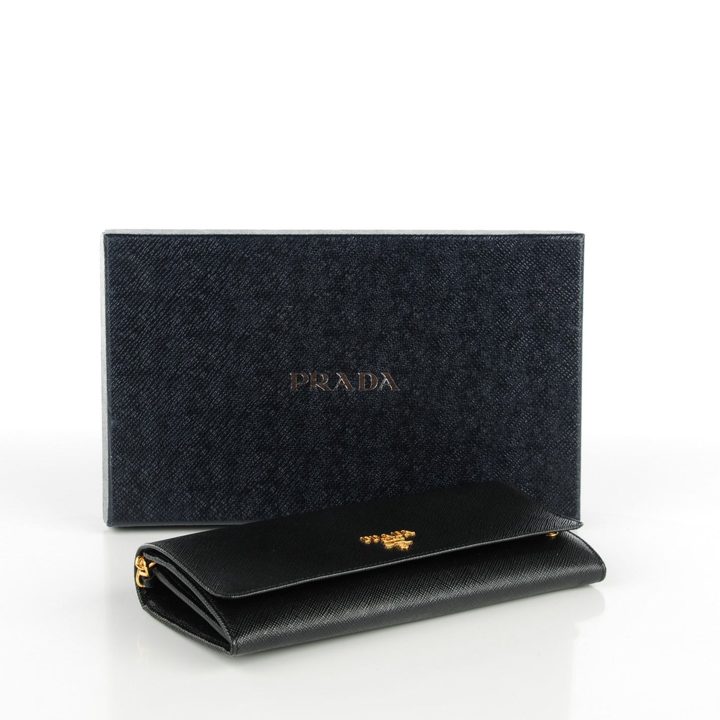 Saffiano Metal Oro Chain Wallet Nero Black