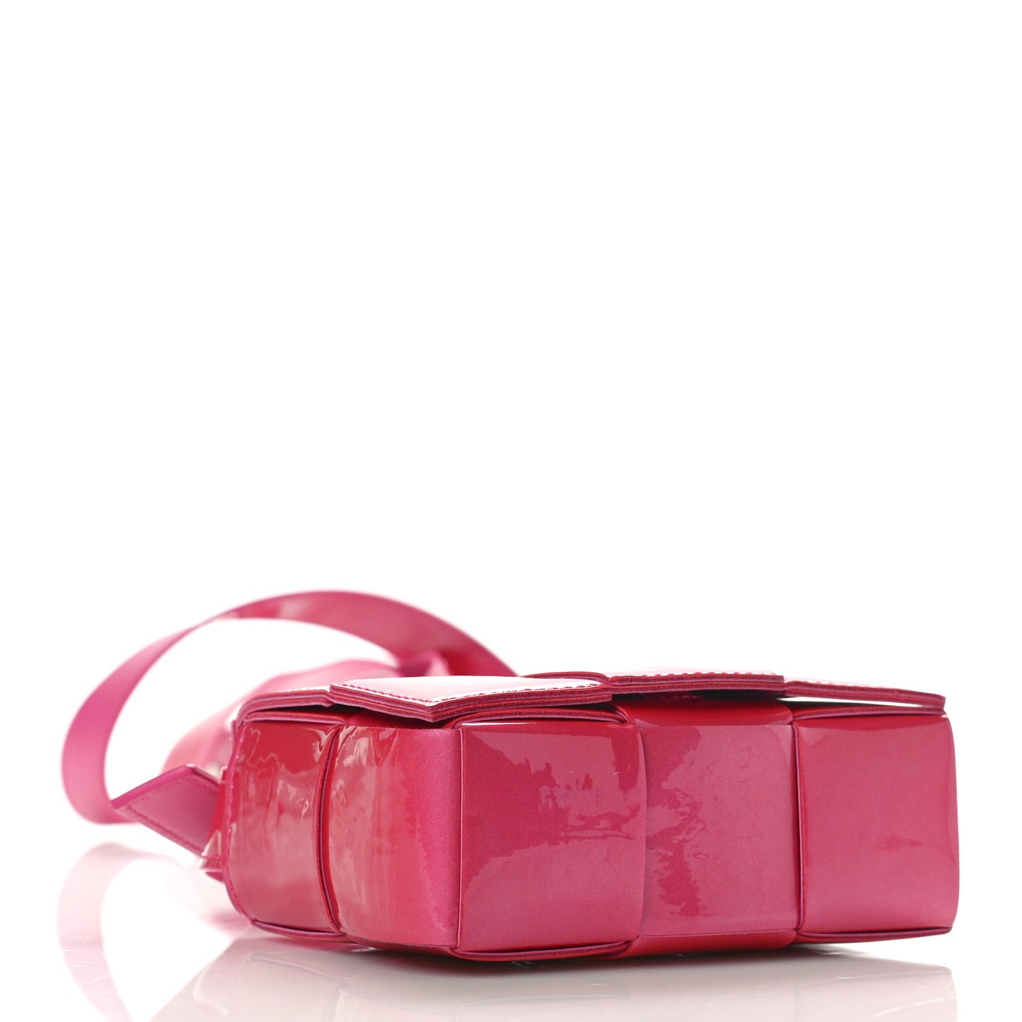 Metallic Patent Calfskin Maxi Intrecciato Extra Mini Cassette Crossbody Bag Pink