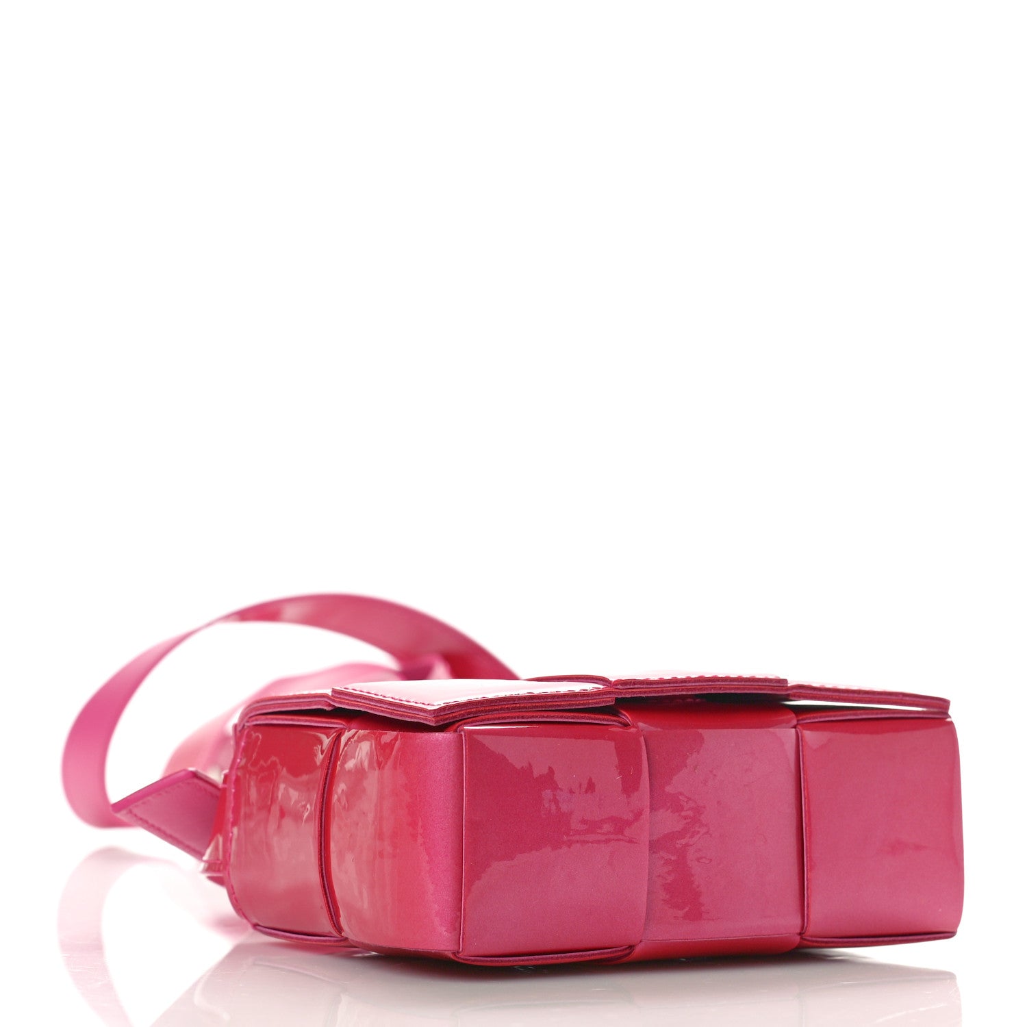 Bottega Veneta Metallic Patent Calfskin Maxi Intrecciato Extra Mini Cassette Crossbody Bag Pink 4 of 10