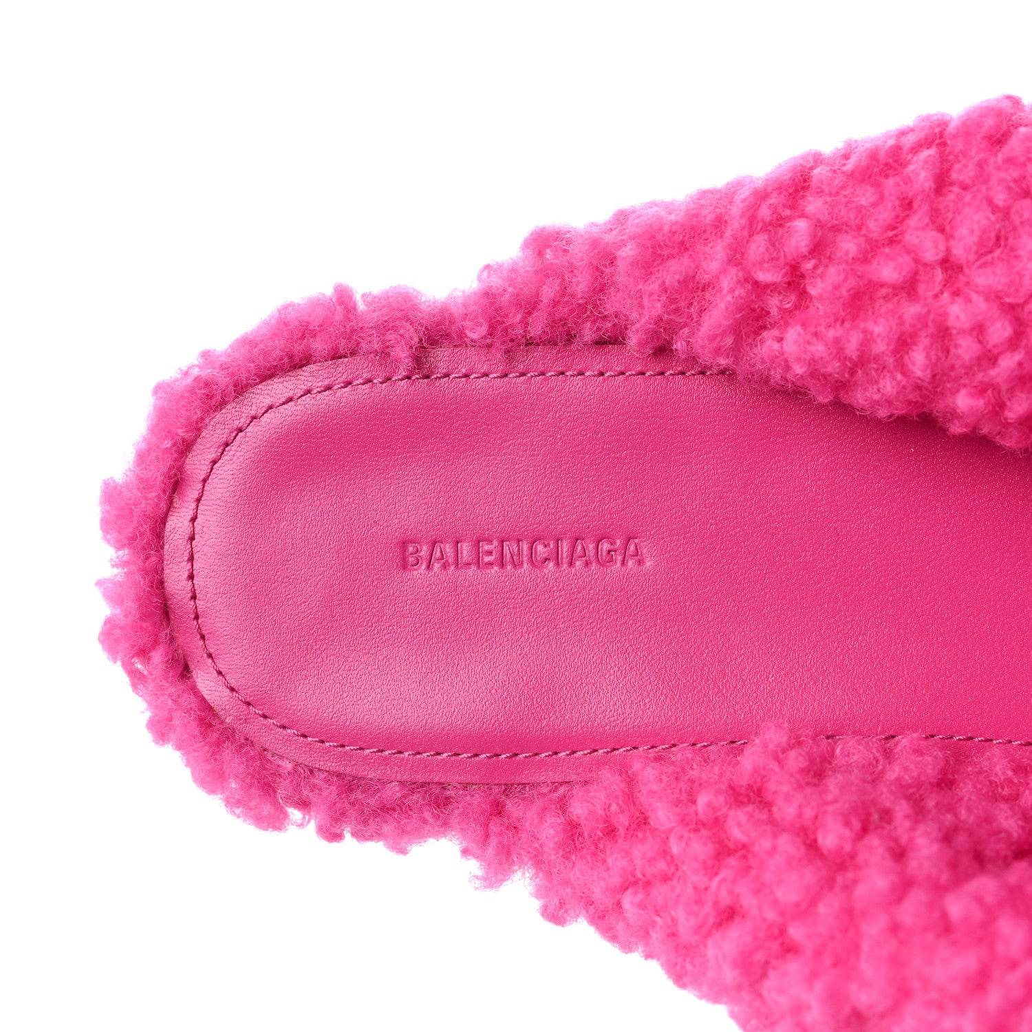 Balenciaga Faux Shearling Drapy Slide Sandals 37.5 Pink 7 of 7