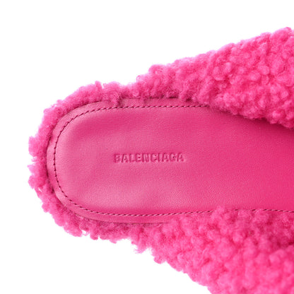 Balenciaga Faux Shearling Drapy Slide Sandals 37.5 Pink 7 of 7