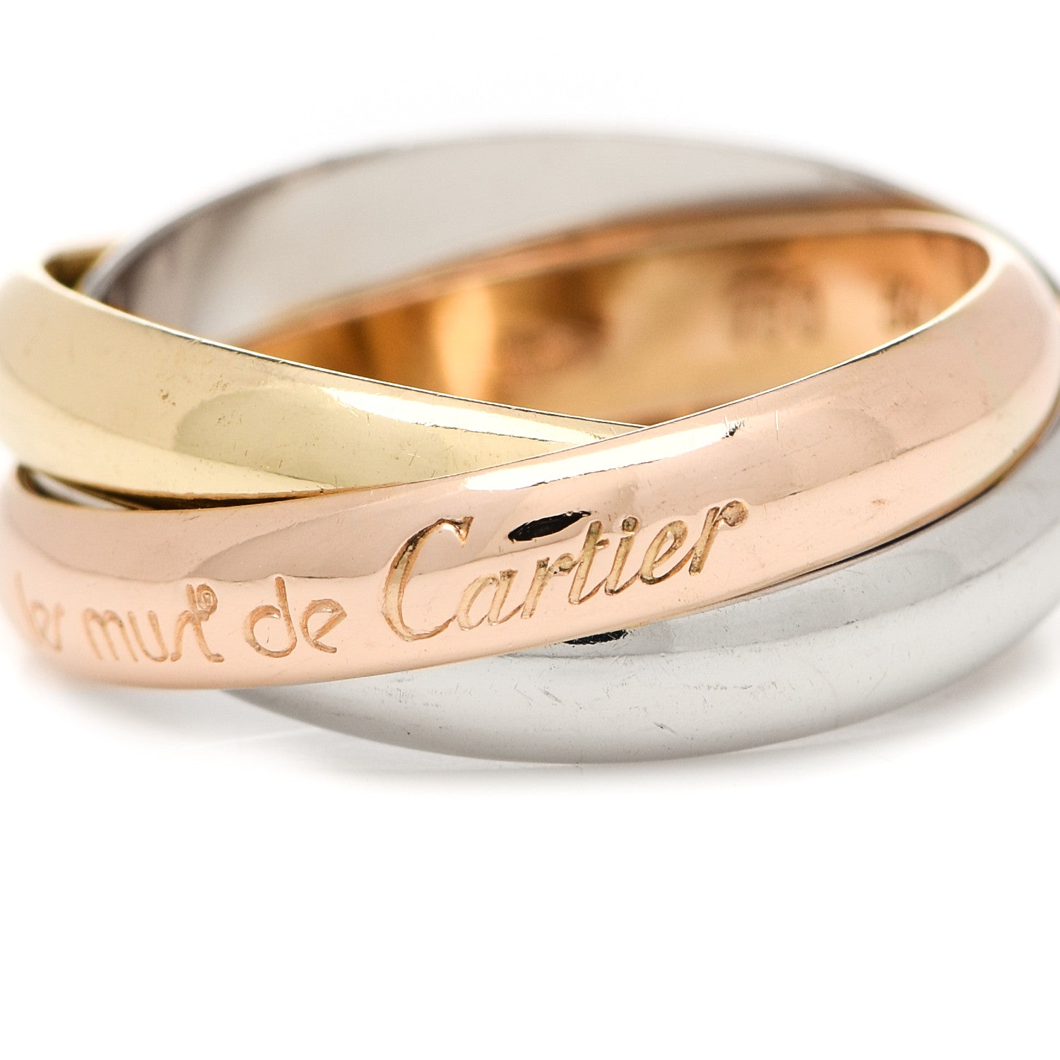 Cartier 18K Pink Yellow White Gold Classic Les Must De Cartier Trinity Ring 54 6.75 6 of 6