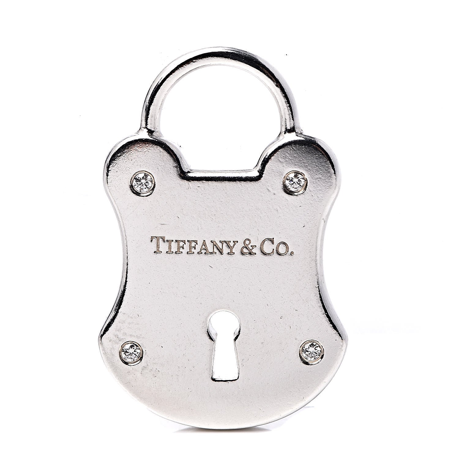 Tiffany Sterling Silver Diamond Lock Pendant 1 of 4
