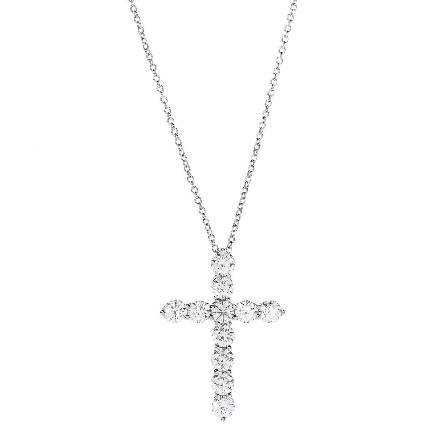 Platinum Diamond Large Cross Pendant Necklace