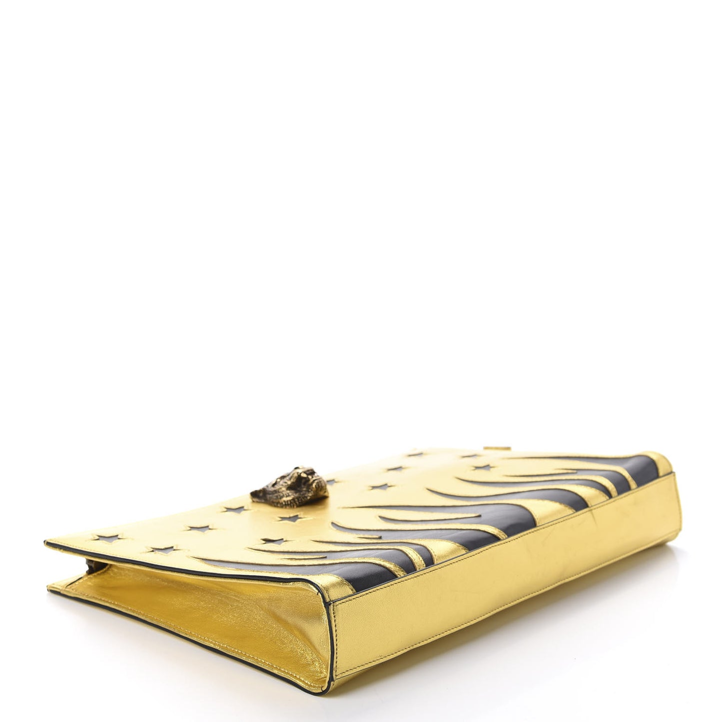 Calfskin Animalier Clutch Gold Black