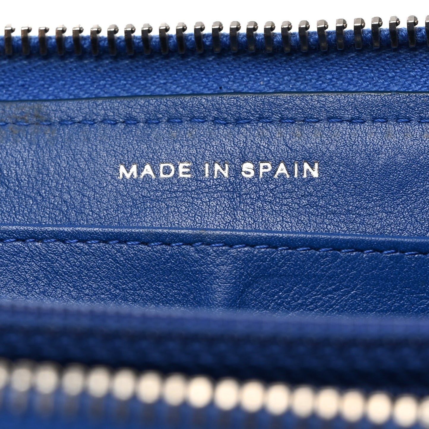 Patent Calfskin Quilted Large Gusset Zip Around Wallet Blue