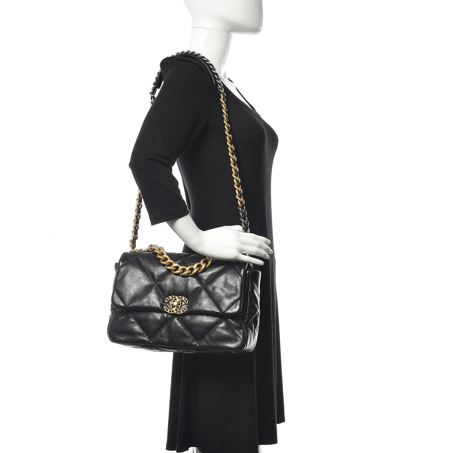 Chanel Lambskin Quilted Large 19 Flap Black 2 of 11